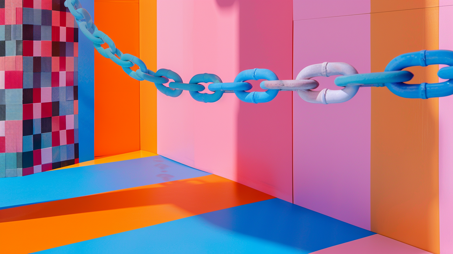 colourful chain in vibrant surreal setting 