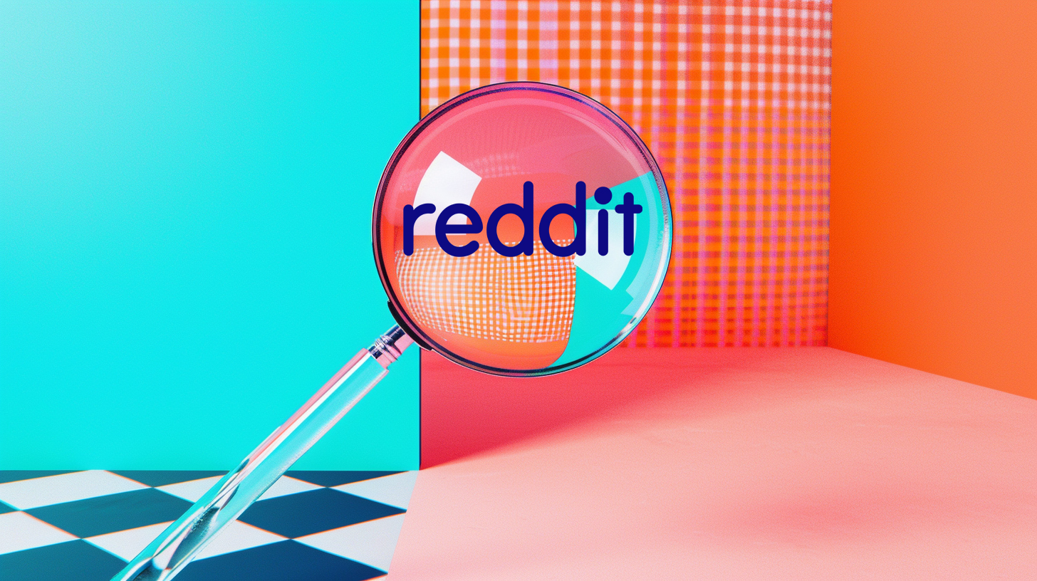 magnifying glass hovering over the words Reddit