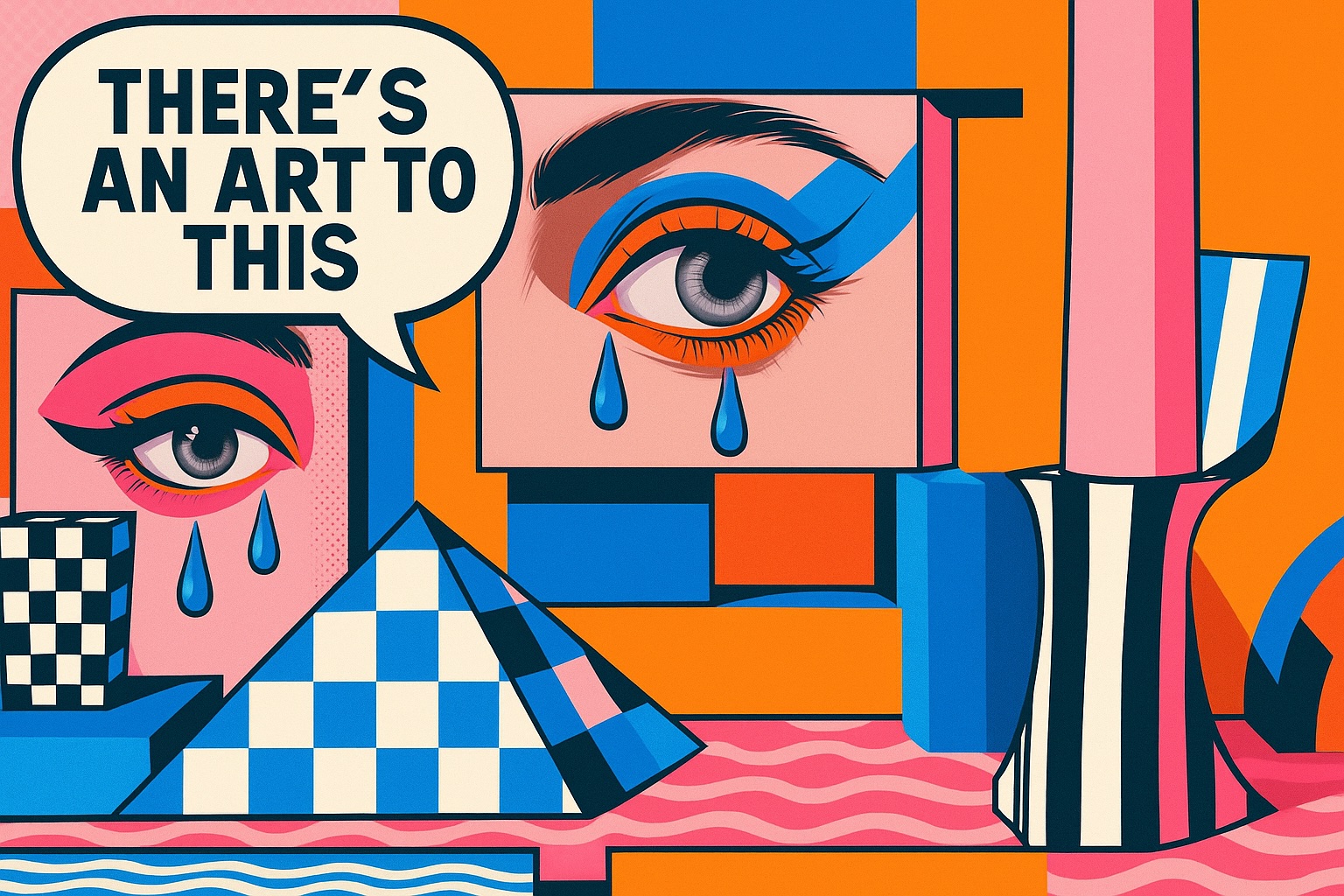 illustration crying eye with text