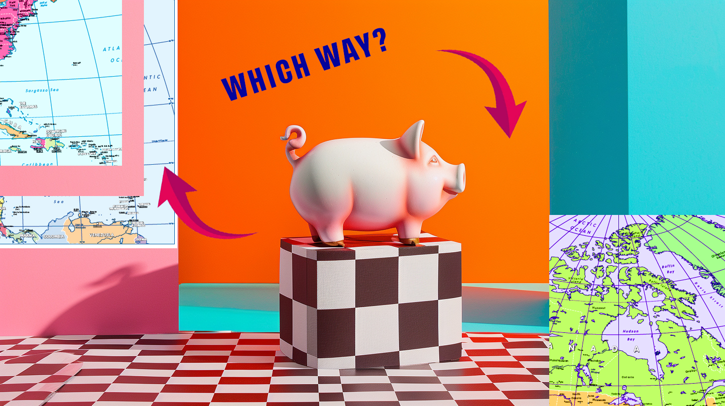 Pink piggy with maps