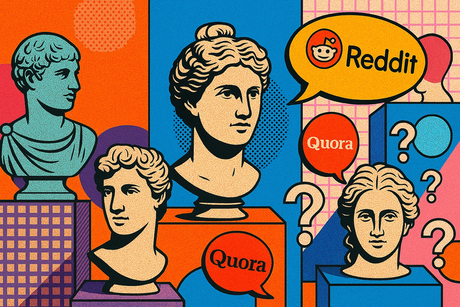 illustration of pop art style quora & reddit 