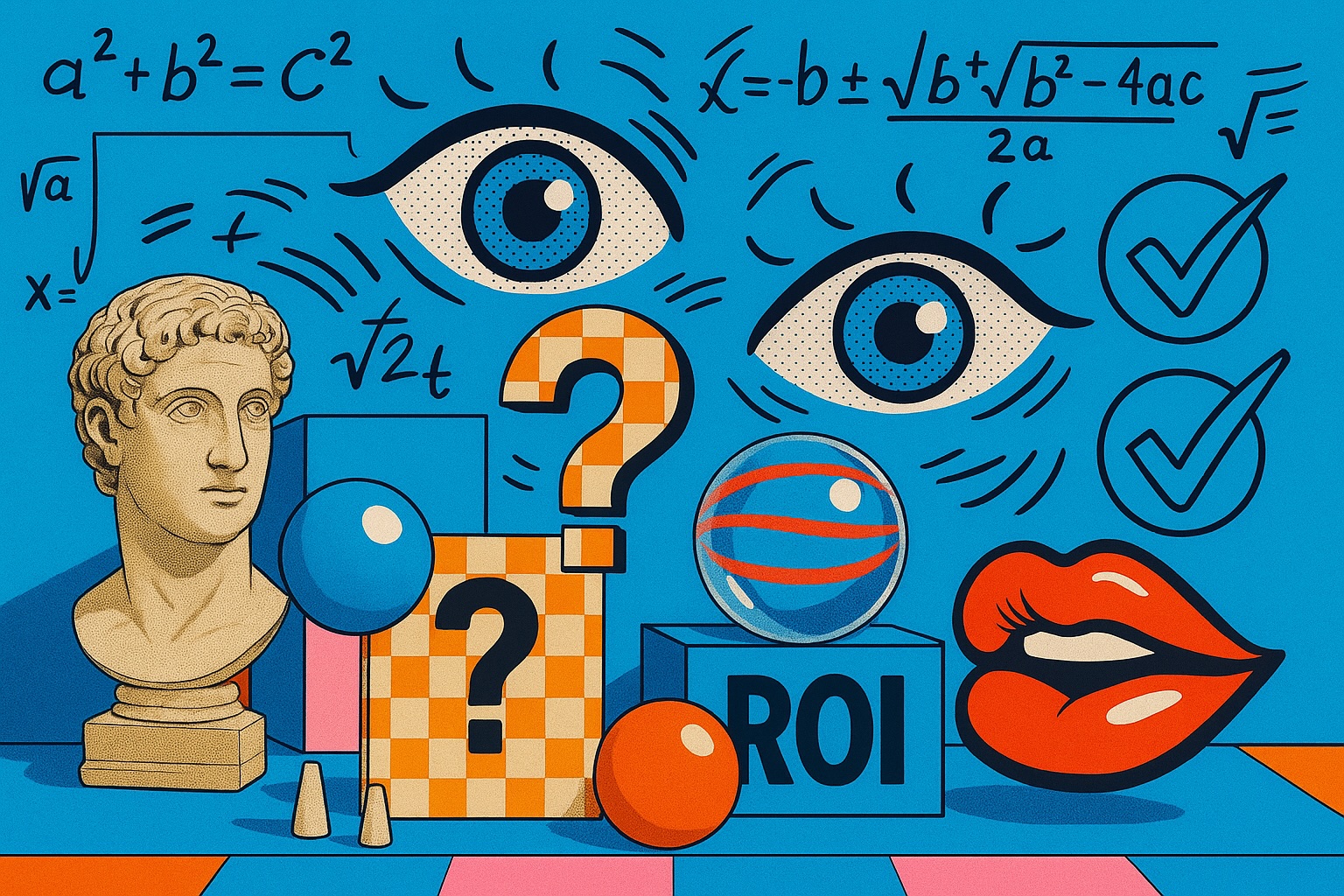 Surreal Illustration showing ROI and formulas 