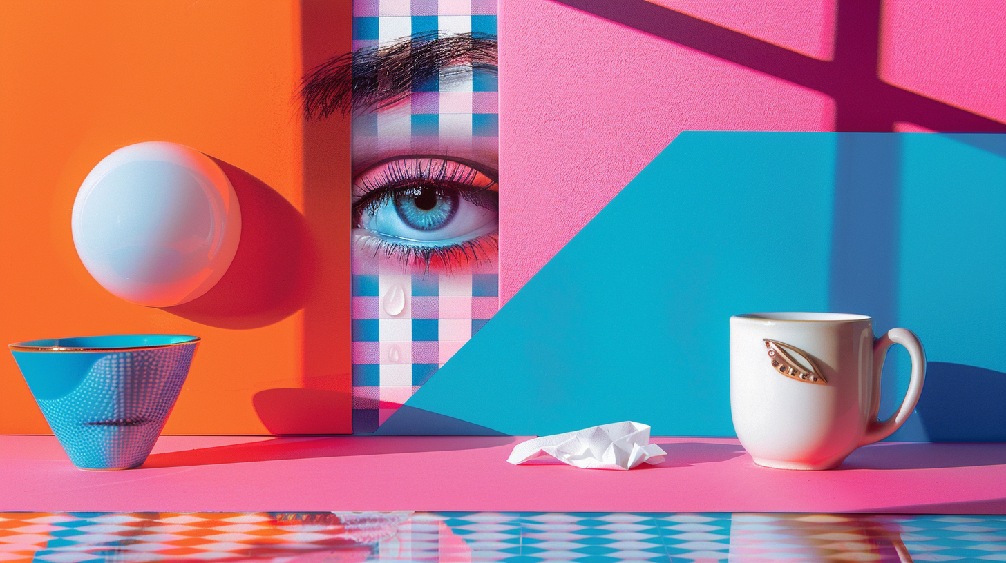 pop art surreal image with crying eye