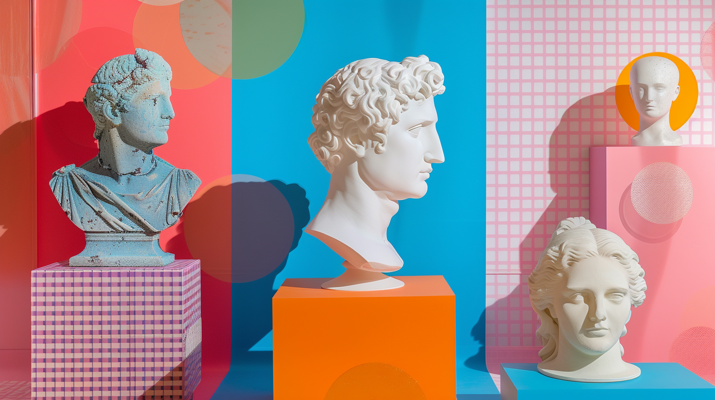 statues of david in vibrant setting. still life 