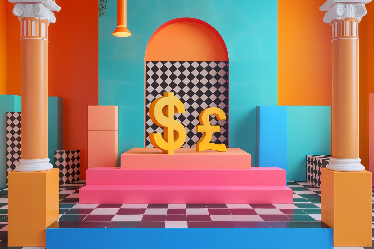 pound & dollar signs in surreal setting. representing "shadow pricing" 