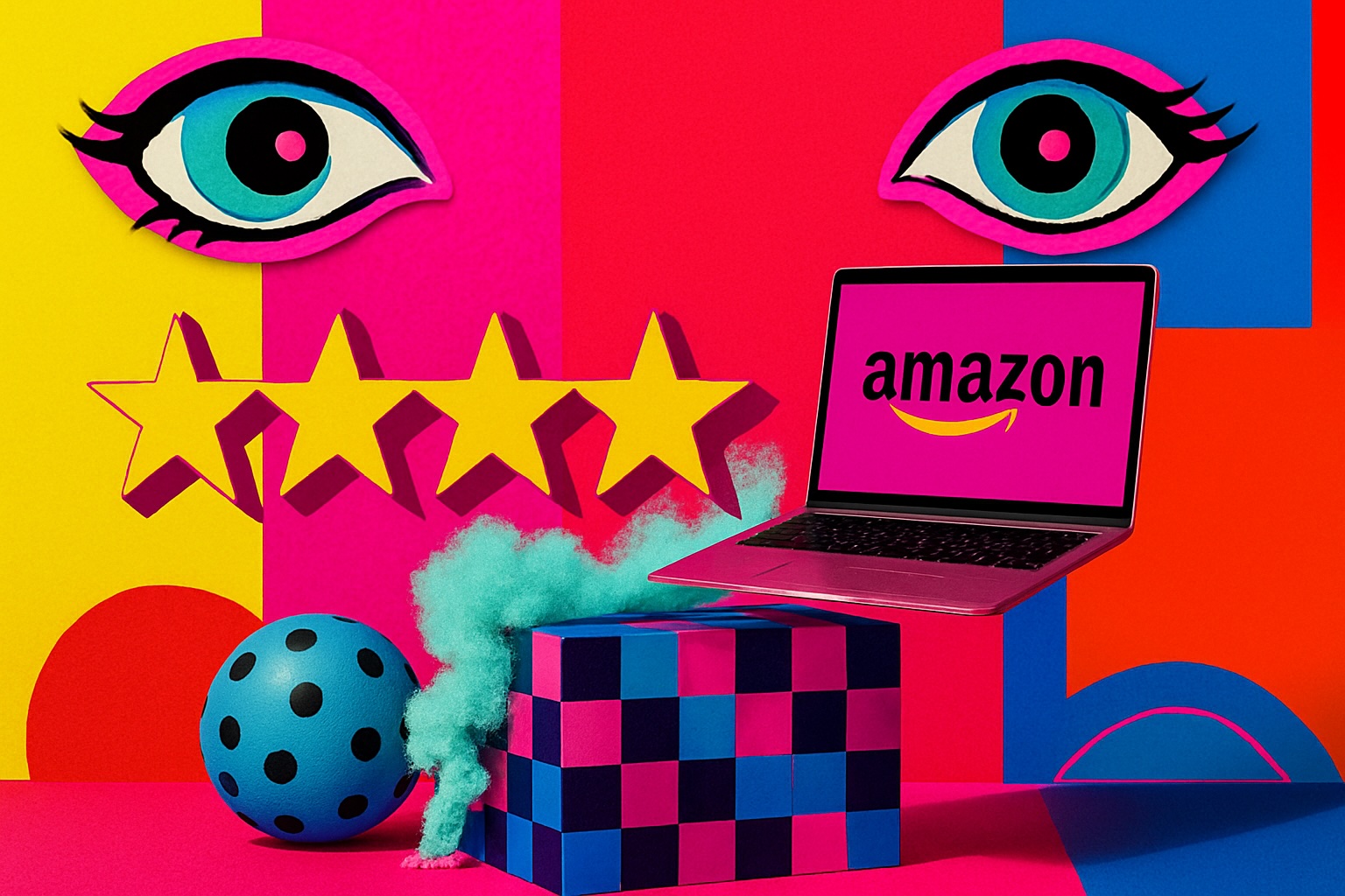 amazon carton with review stars