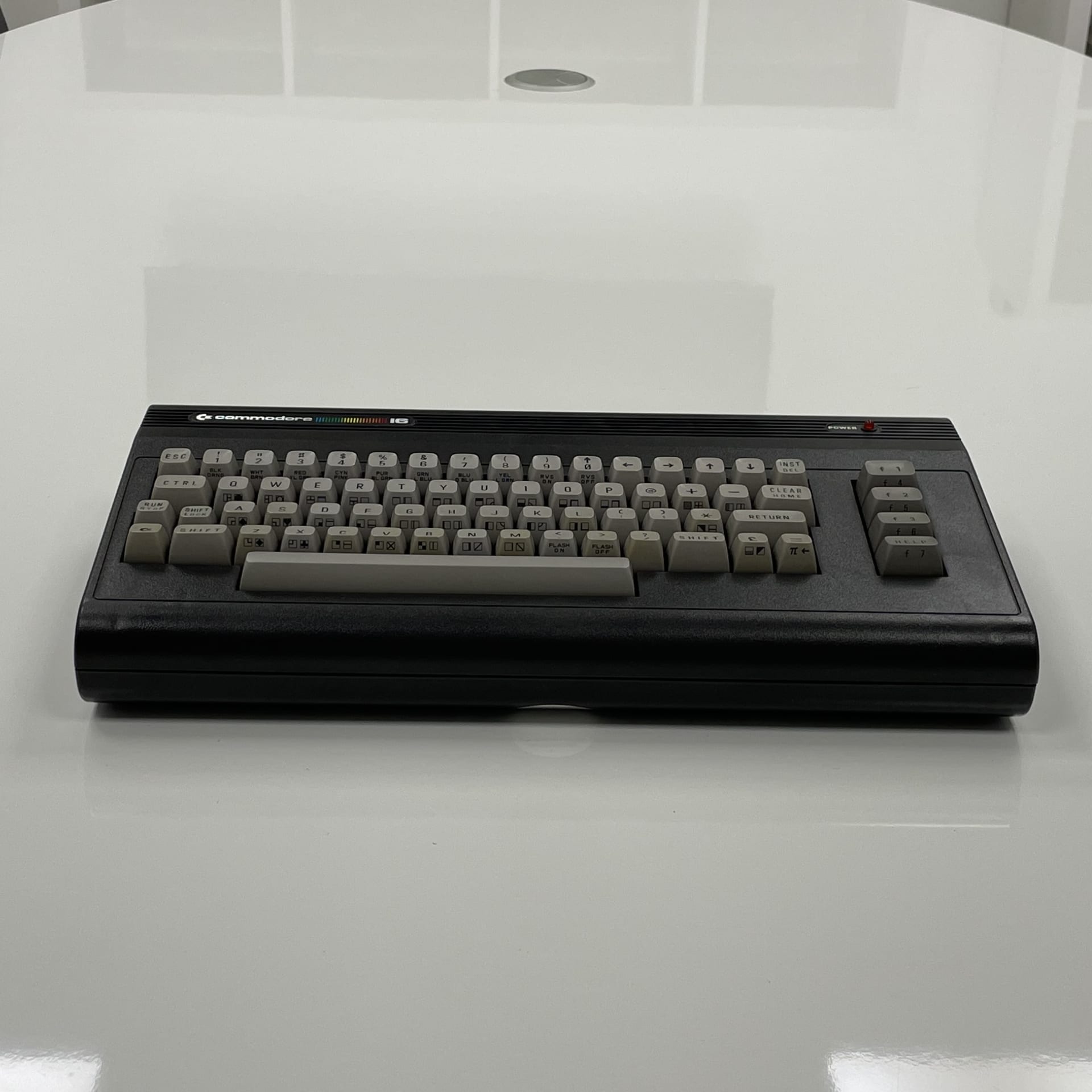 The Commodore 16, released in 1984, was an entry-level home computer aimed at beginners and budget users. It featured a 1.76 MHz 6502-compatible CPU, 16 KB of RAM, and a simplified version of the Commodore 64's BASIC, but had limited software compatibility compared to its bigger sibling.