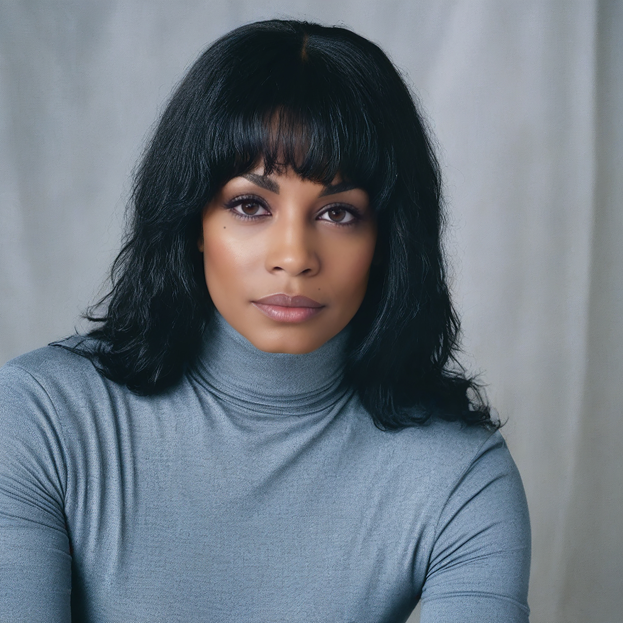 Zaina Juliette — Blue Turtleneck