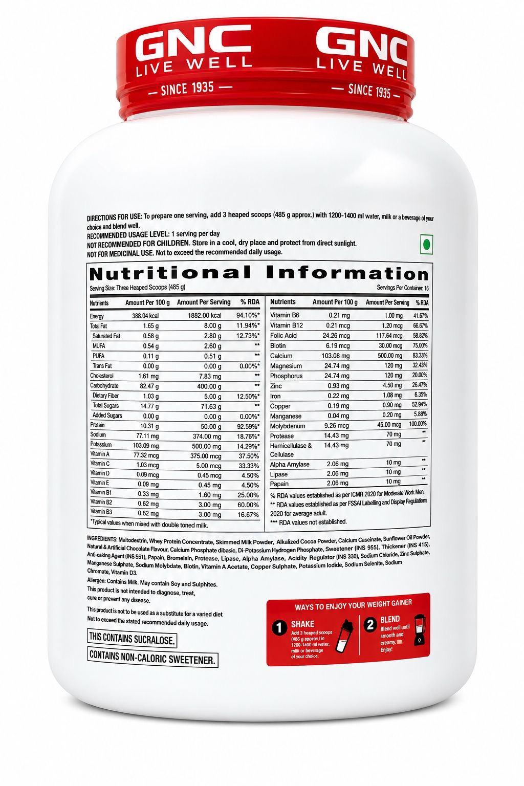 GNC Pro Performance Weight Gainer — alternate view