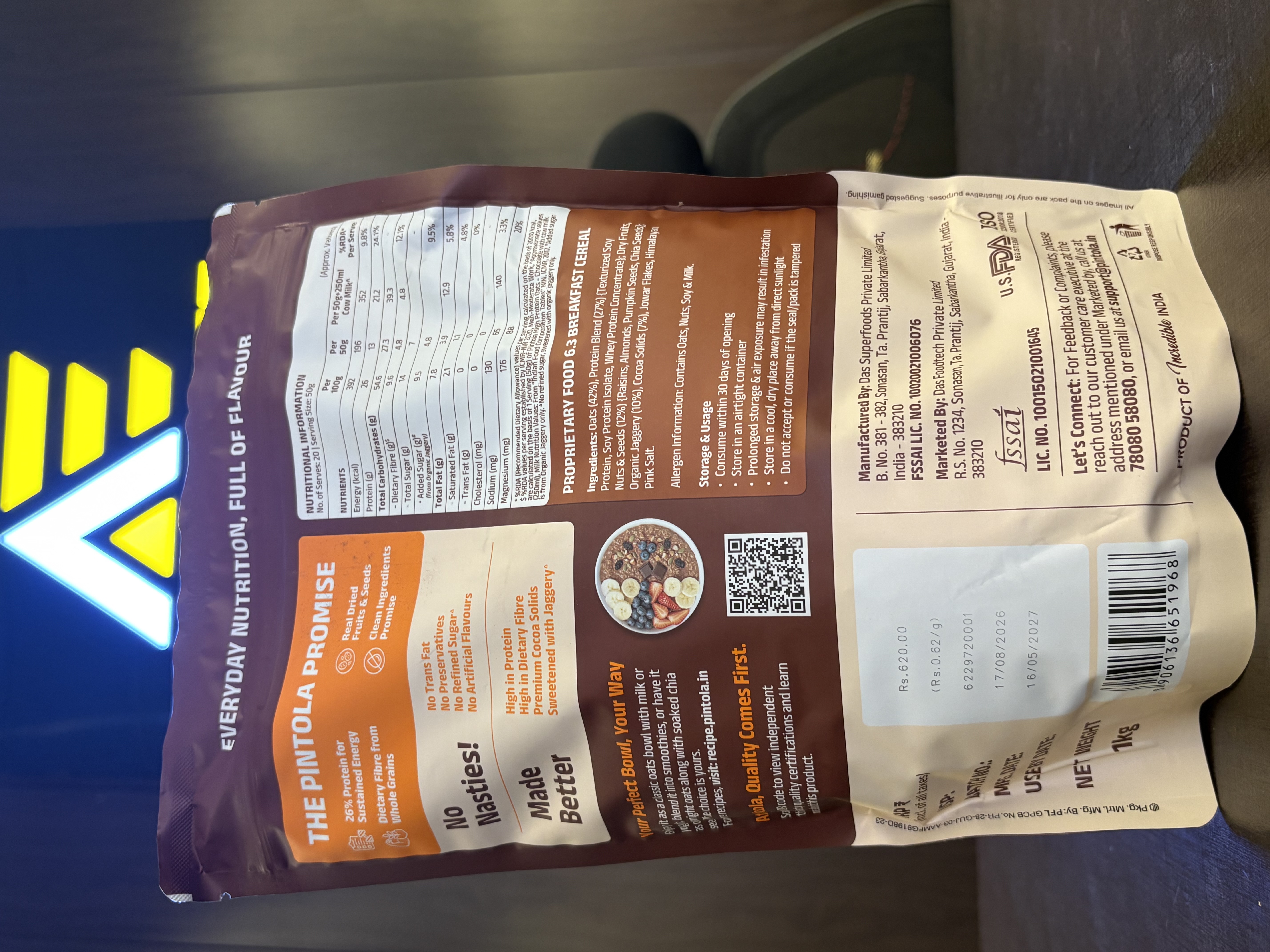 Pintola High Protein Oats Chocolate — alternate view