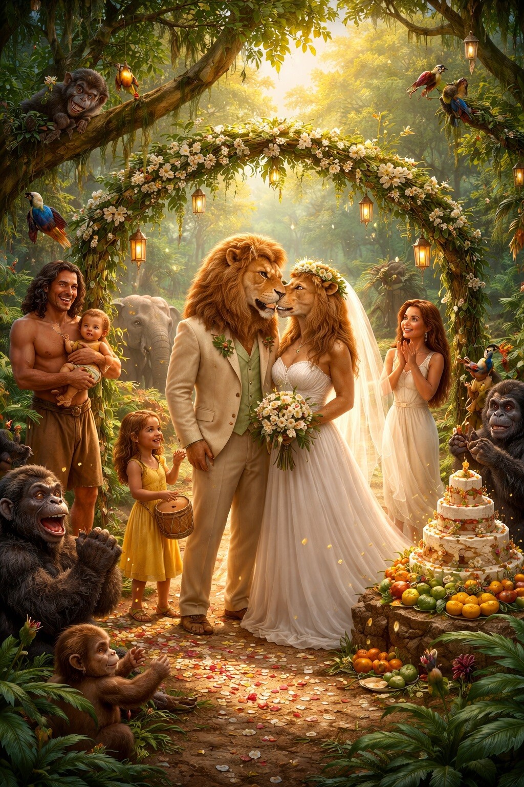 3D Lion Couple Wedding