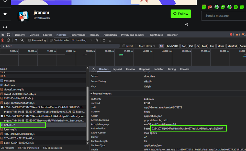 Screenshot showing how to find your token