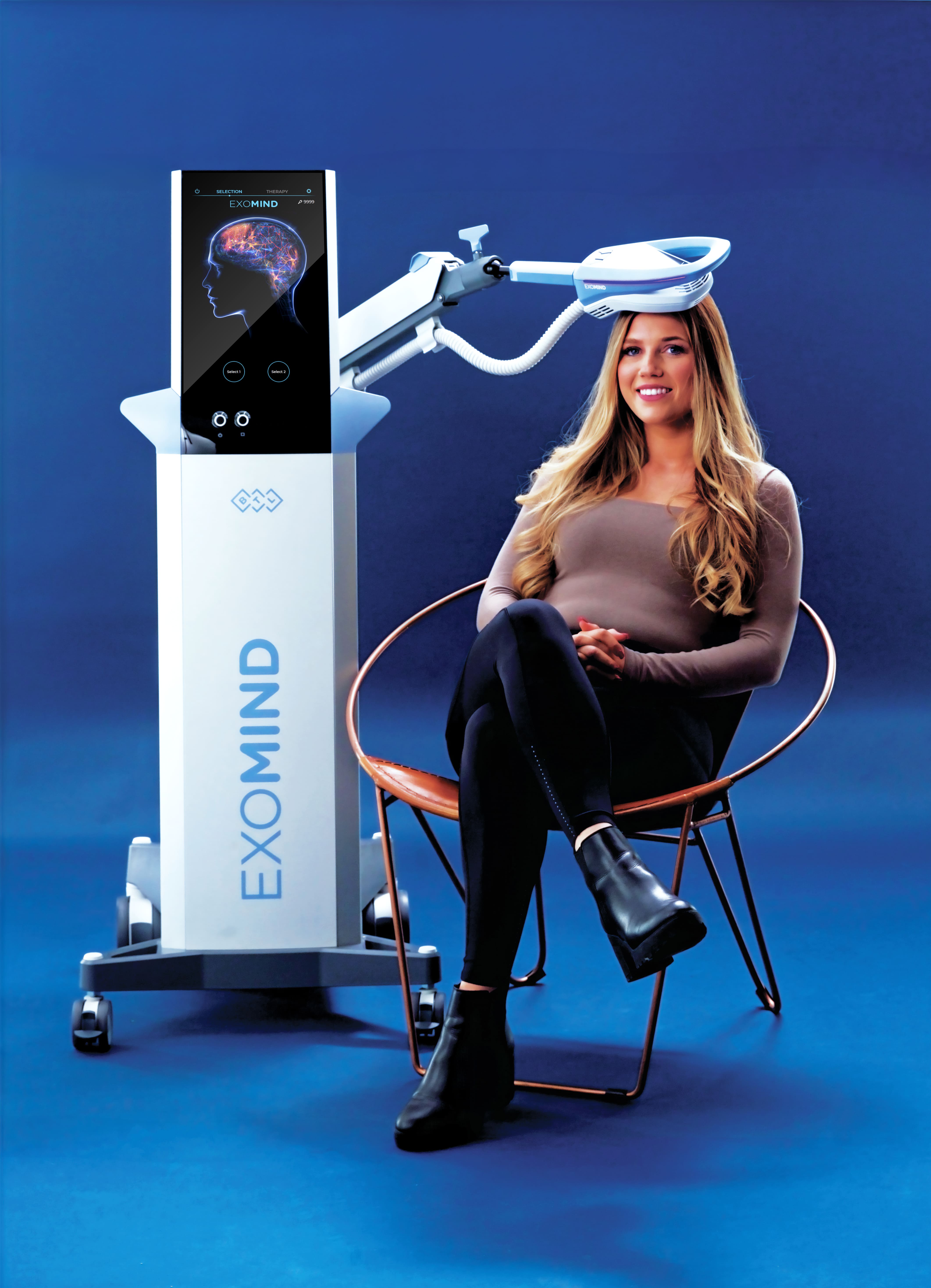 Patient receiving Exomind TMS treatment