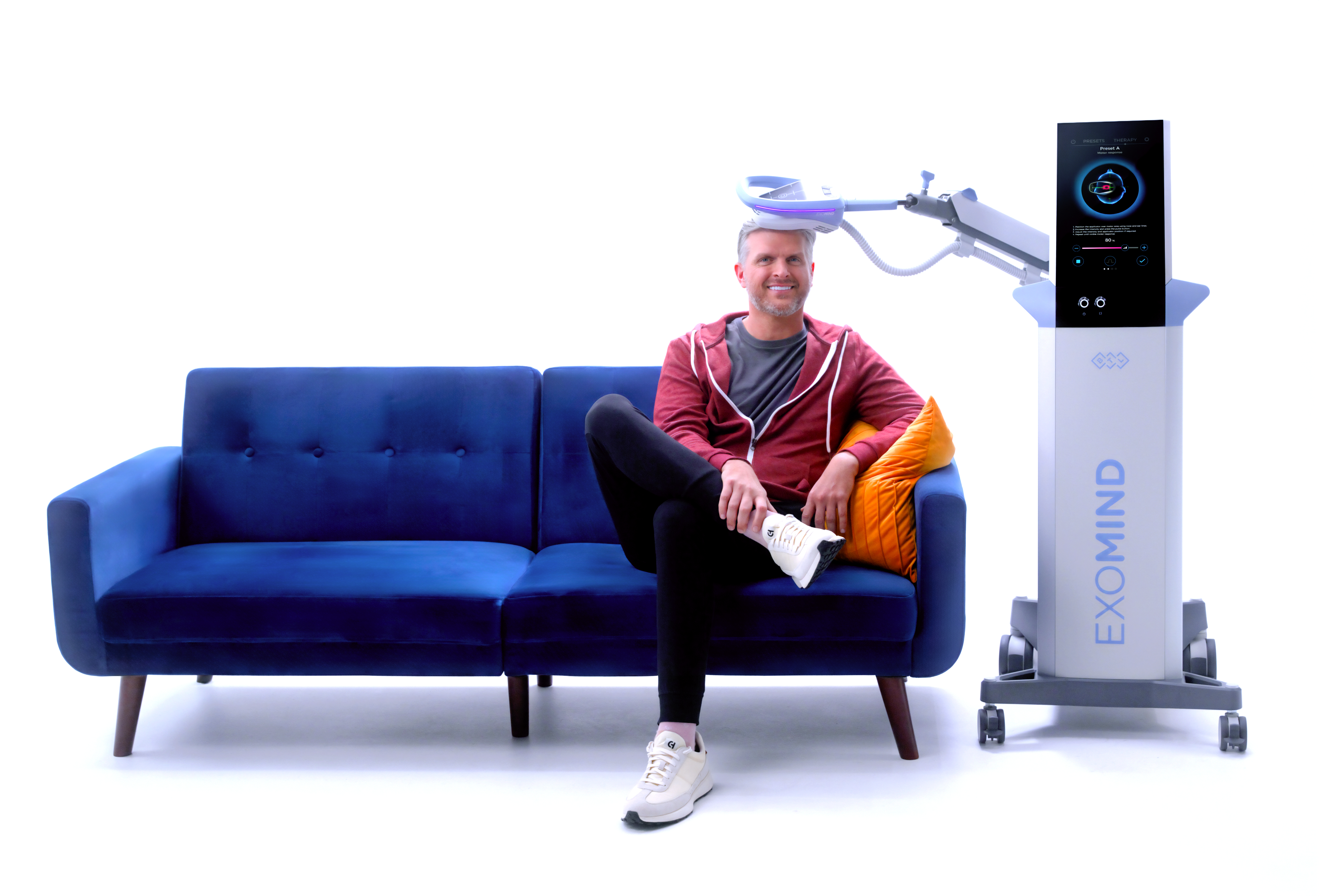 KarmaTMS depression therapy session with TMS therapy equipment