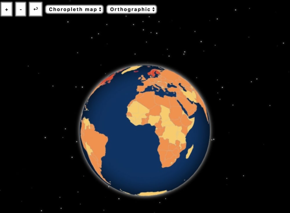 Data Visualization in D3 JavaScript library - globe