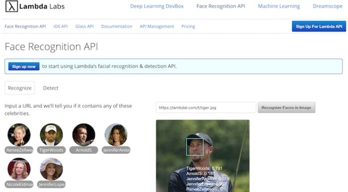 Lambda Labs face recognition API