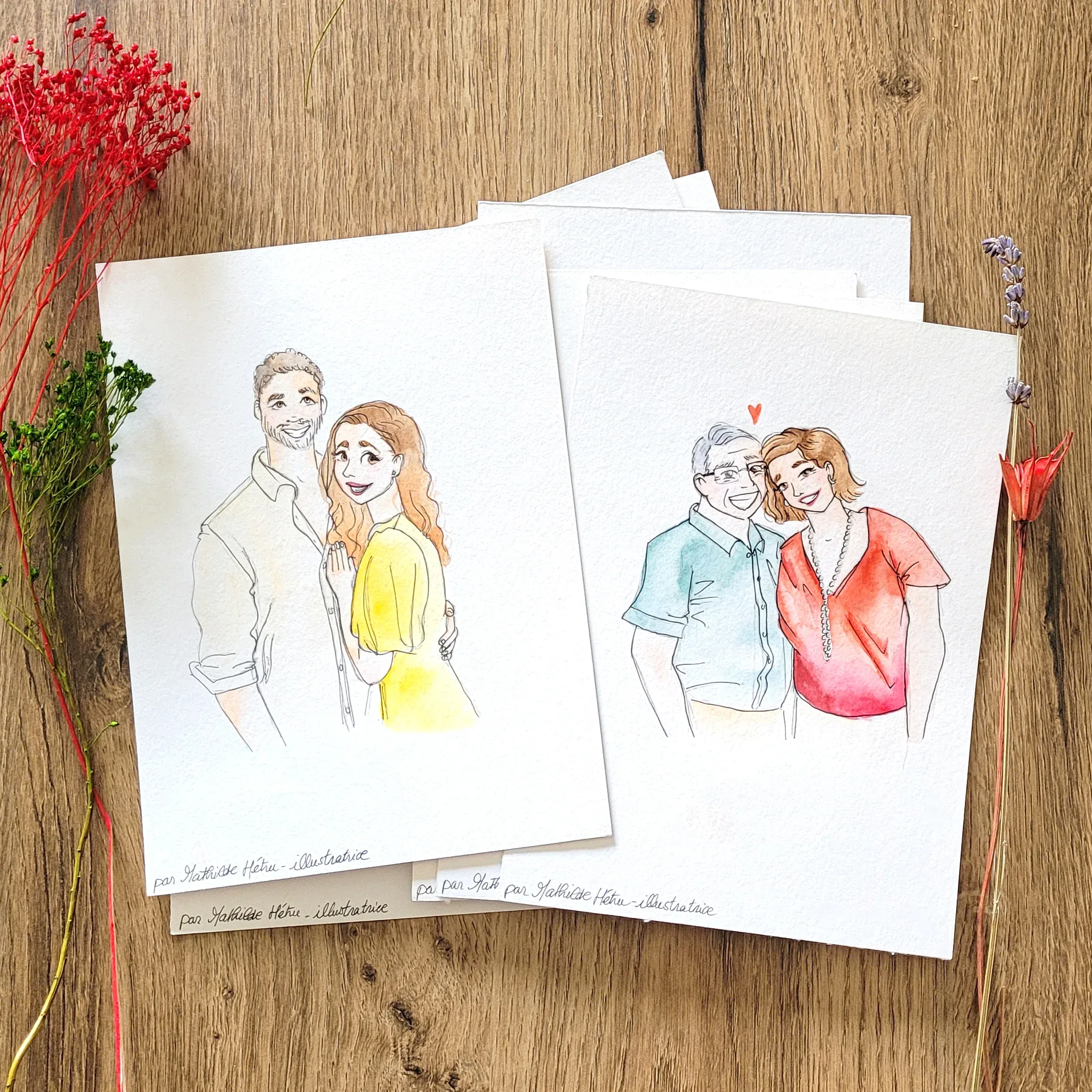 Portraits aquarelle & Live-Drawing Mathilde Hétru