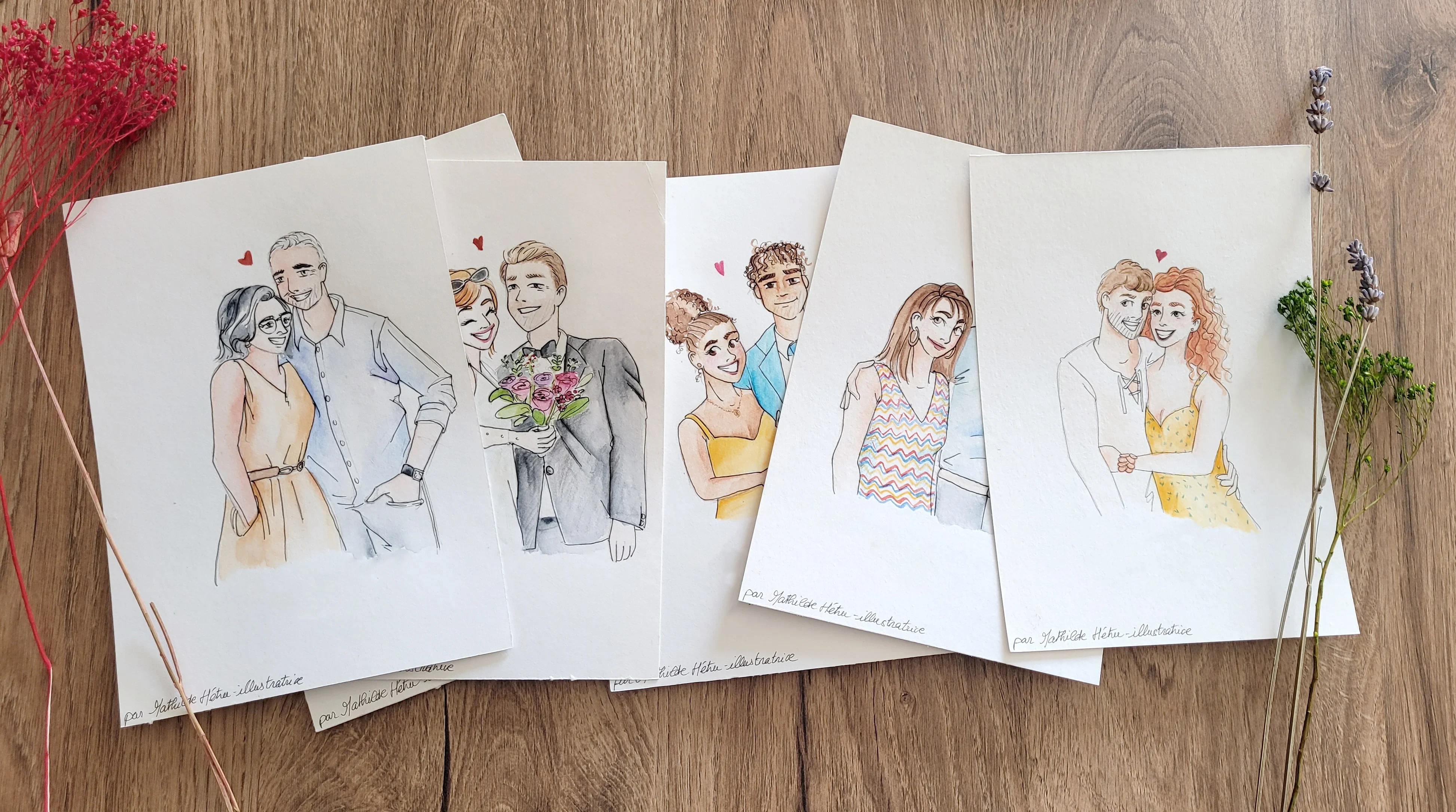 Portraits aquarelle & Live-Drawing Mathilde Hétru