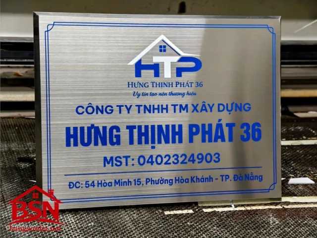 Bảng tên công ty Inox sang trọng uy tín đẹp bền hiện đại cho văn phòng doanh nghiệp
