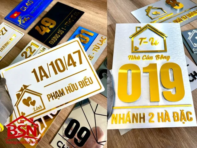bảng số nhà hình ngôi nhà thi công nhanh đẹp và rõ số nhà