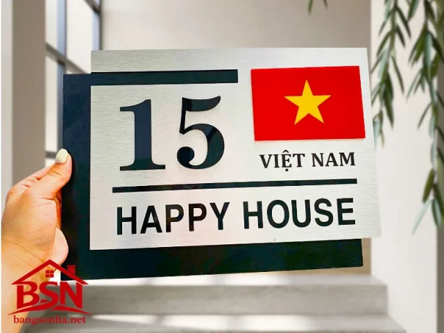 bảng số nhà lá cờ Việt Nam cao cấp tạo điểm nhấn mặt tiền