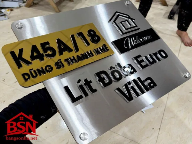 Bảng số nhà inox chữ nổi đẹp phù hợp nhà phố biệt thự căn hộ