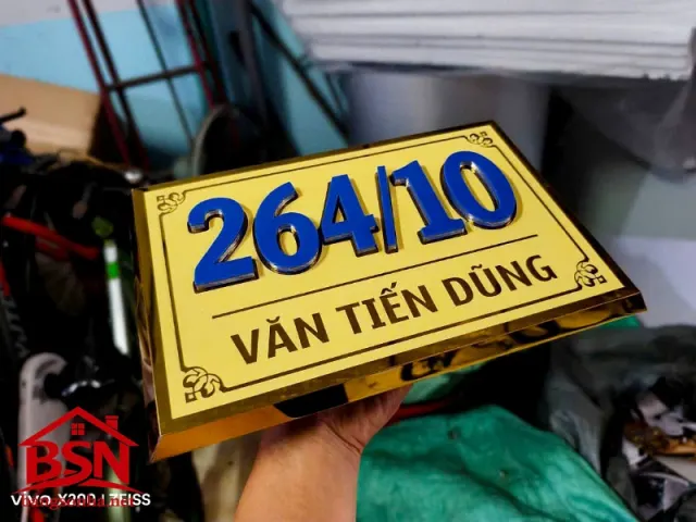 Bảng số nhà inox chữ nổi thi công nhanh theo mẫu sang trọng