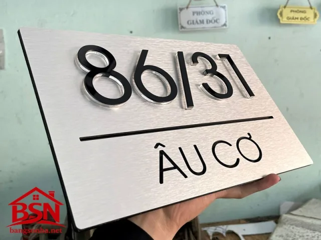 bảng số nhà alu bạc trắng cao cấp dễ phối màu mặt tiền