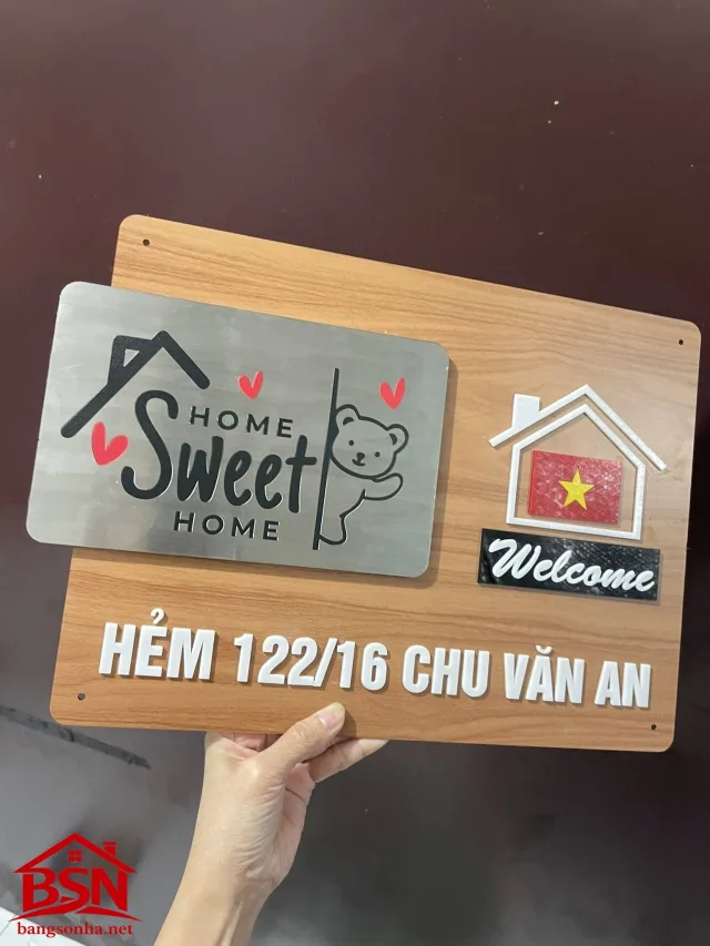 Bảng số nhà alu phong cách ấm cúng dành cho gia đình