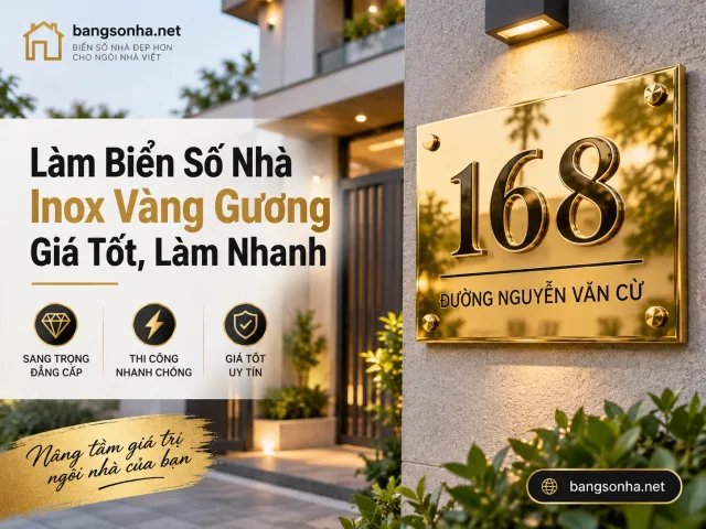 Làm Biển Số Nhà Inox Vàng Gương