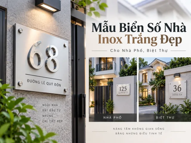 Mẫu Biển Số Nhà Inox Trắng