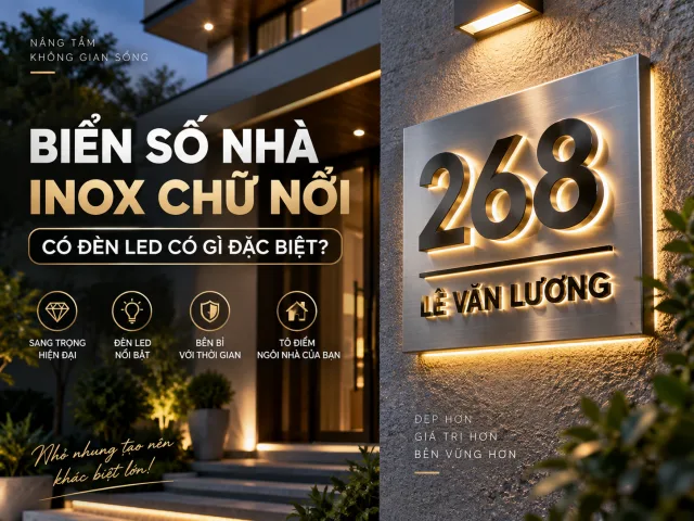 Biển Số Nhà Inox Chữ Nổi Có Đèn LED