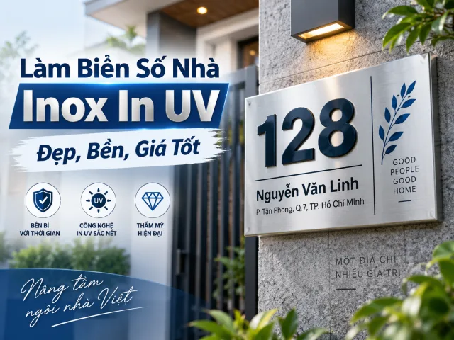 Làm Biển Số Nhà Inox In UV