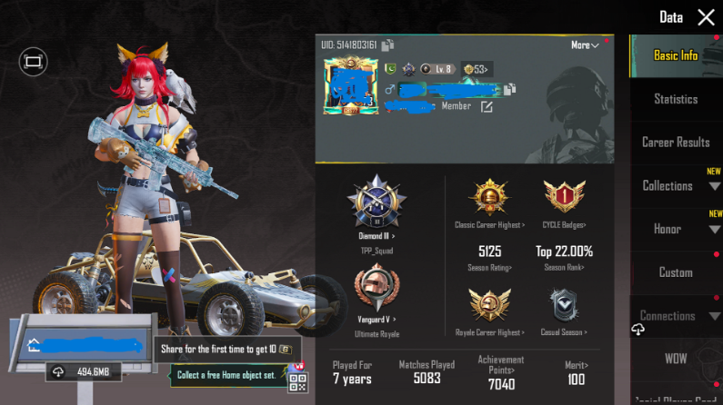 ACCOUNT LV 78 WEAPON UPRAGDE-11 M416-Glaciar LV-6 Utlimate royale Legend Frame C8S22 Conqueror – C8S2 Glacier M416 Mythic 38 UC- 800+ Android And IOS