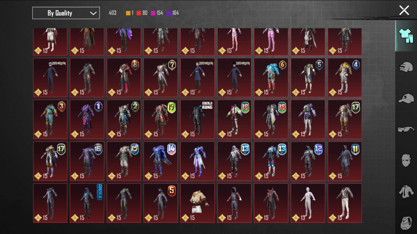 PUBG GLOBAL Collection Level 70 |Gal Adria X Suit | Star 4 | | AKM, M416 Glacier Combo | 136 Mythic’s | Flame Ultimate Set | Godzilla | Mummy |Fool | 5 Cars