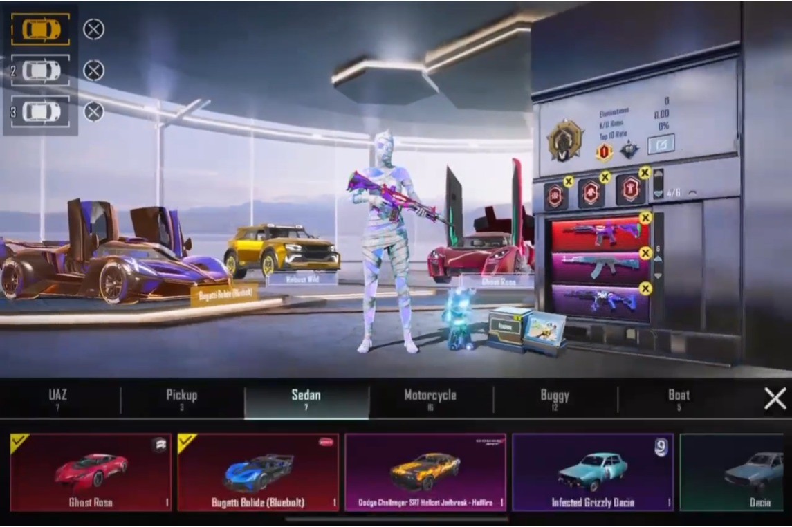 118Mythics | 4x Sports Cars| Posidon Xsuit 4 | 3x Mummy Sets | 32x Upgraded Guns | M416 Fool Max + 12 Kill Msg | Faces Hairs Unlock | Loaded Inventory