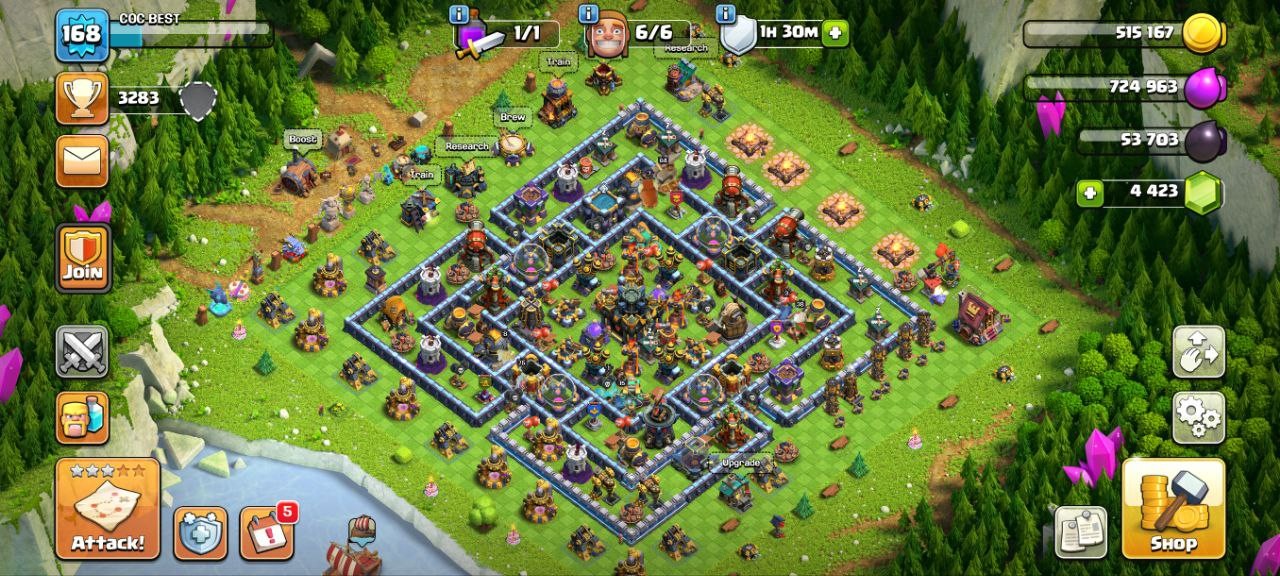 Th-17 Rarest°°4k+ Gems°°Dark Wall°°Good Defence°Hero-64/75/38/15°°Nc-1500 gems 6 builder