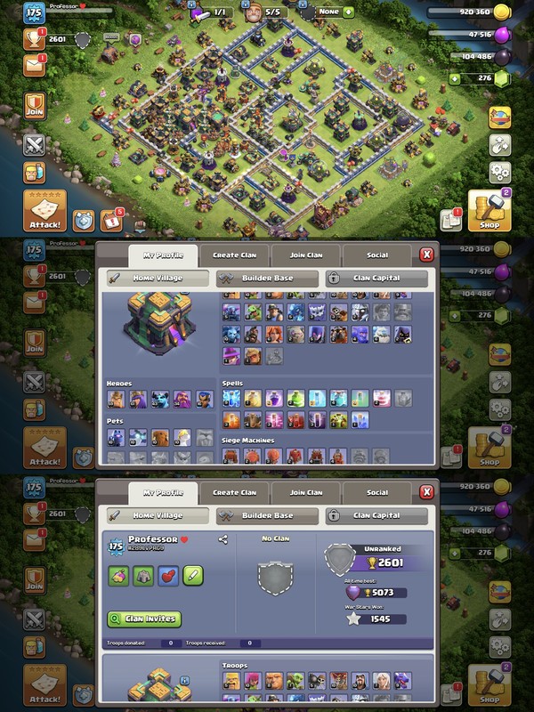 Th-14 5 star[] 100% Max Defence[] Global cheap rare[] Hero-59/61/43/34/16[]375 cwl medel [] Nc-1500[] Exp-175 Full Access