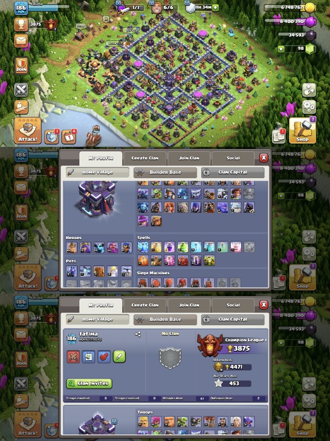 Th-15 Near Max[] Awesome Defence[] Hero-65/78/55/27[] Blue wall[] 6 builder[] NC- Free[] Exp-186[] full Access