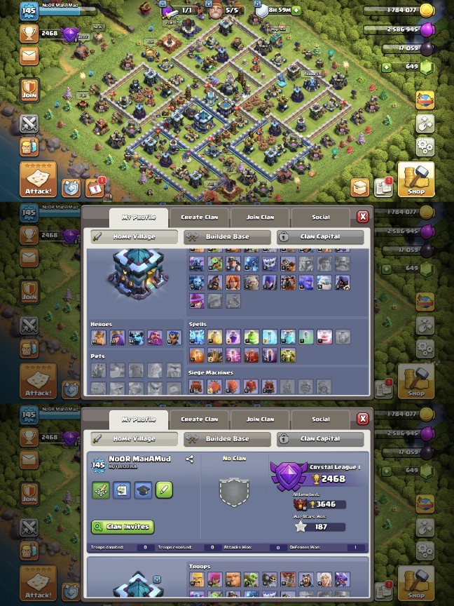 Th-13 100% Max Defence[] Hero-66/58/35/10[] Blue wall[]Good Equipment[] Nc-500[] |Exp-145[] Full Access