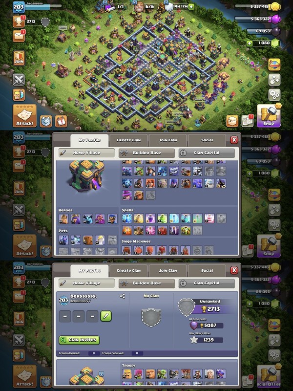 Th-14 Near max [] Best cheap[[ 100℅max defence[[ Max wall[[ Hero-63/76/53/20[] 800+ medel[]nc-1500[] Exp-203[] Full Access