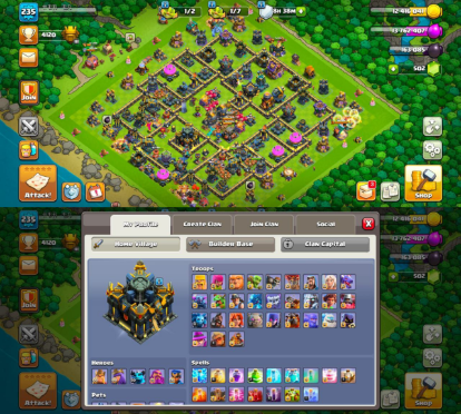 TH-17 – 235 LEVEL BOTH SIDE MAX°°AMOST 4 HERO MAX°°ALL EQUIPMNT MAX°°ALL TROPS+ PETS GOOD°°DEFENCE 100% MAX°°FULLY WALL MAX