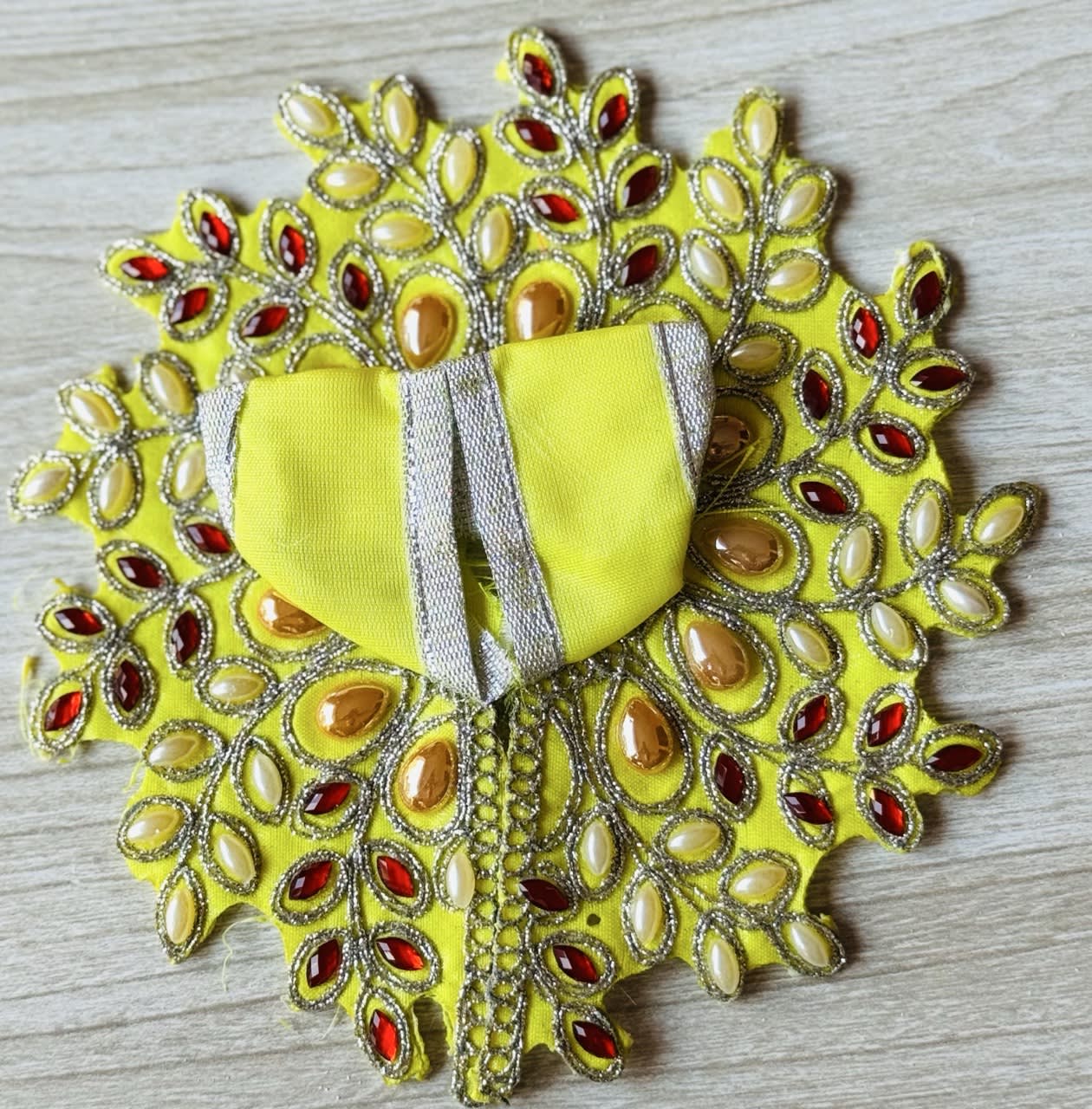 Royal Yellow Laddu Gopal Dress | Stone-Studded Festival Poshak with Intricate Handwork 2