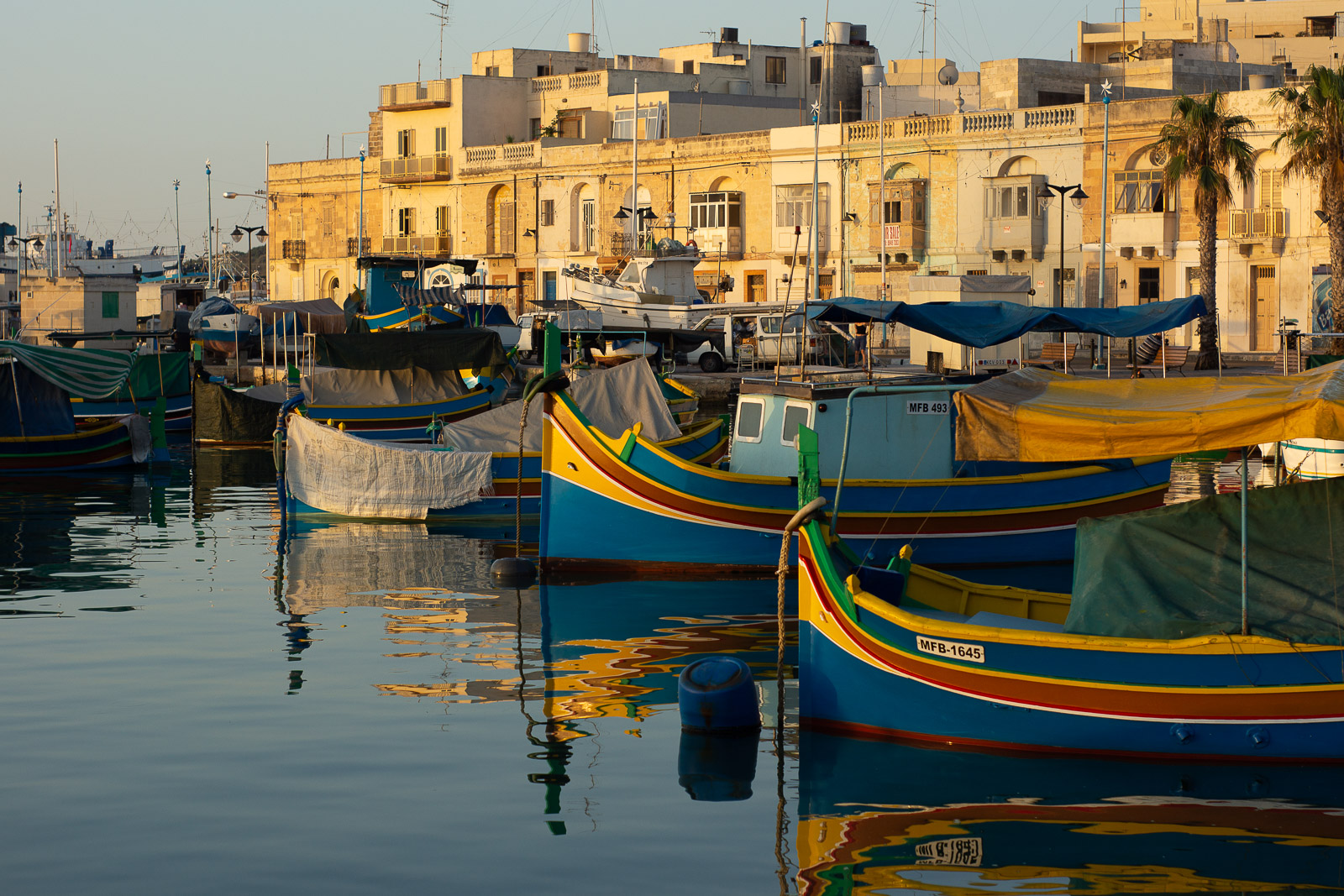 Image of Colorful Boats in Malta