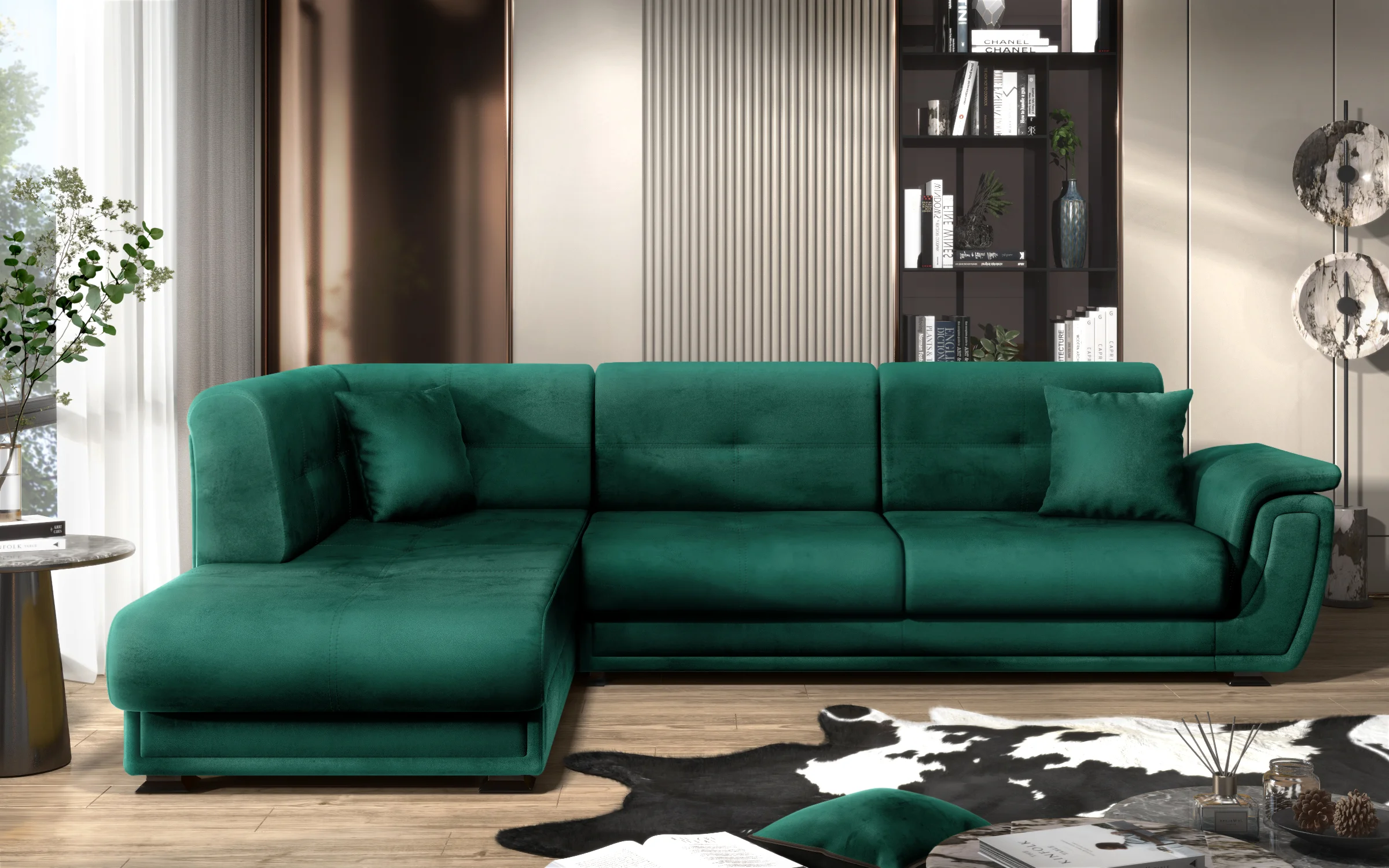 Luxury Dark Teal Velvet Corner Sofa - detail 2