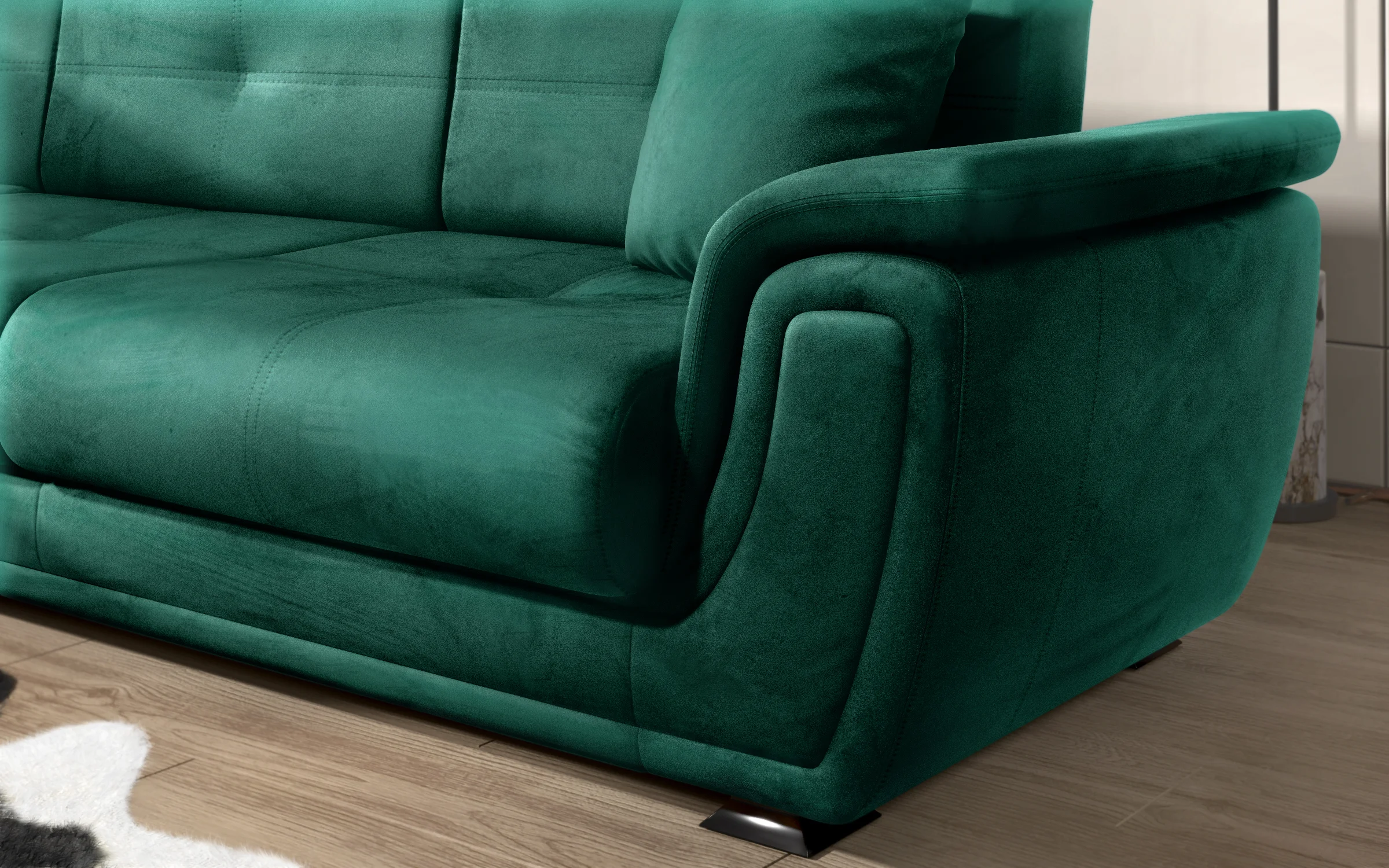 Luxury Dark Teal Velvet Corner Sofa - detail 3