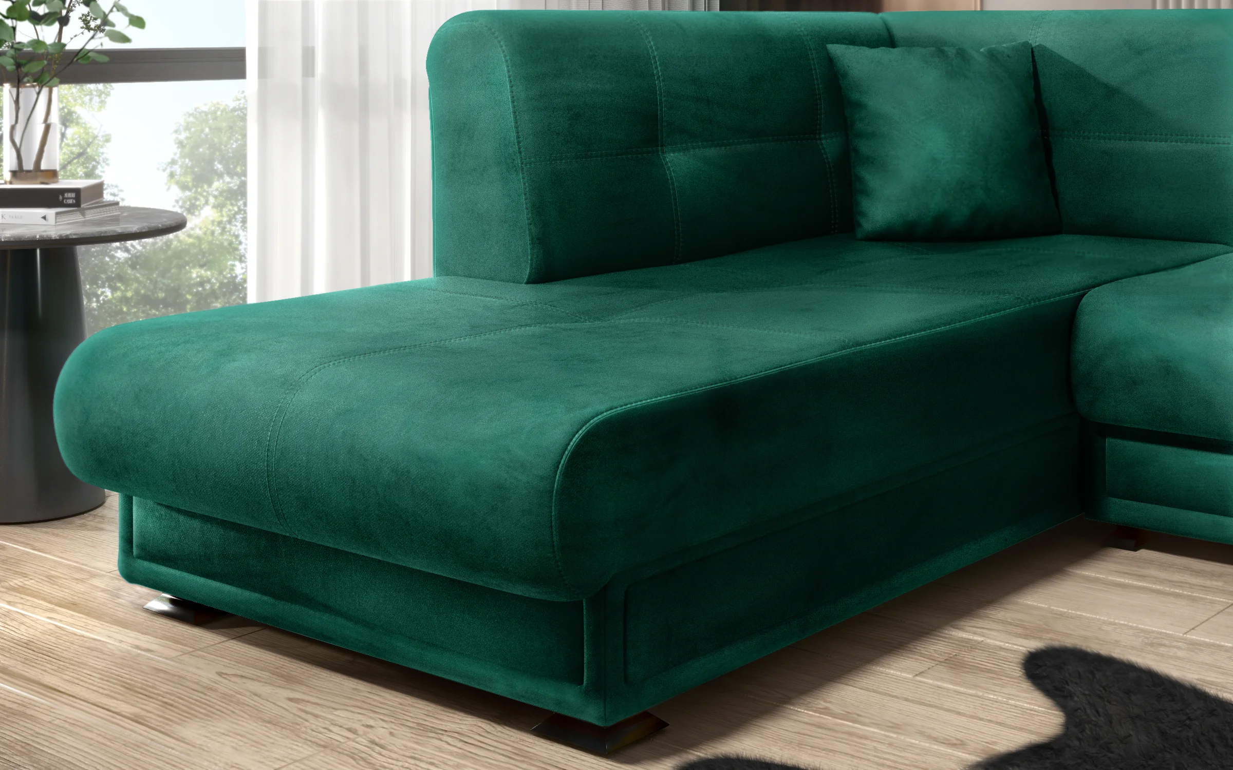 Luxury Dark Teal Velvet Corner Sofa - detail 4