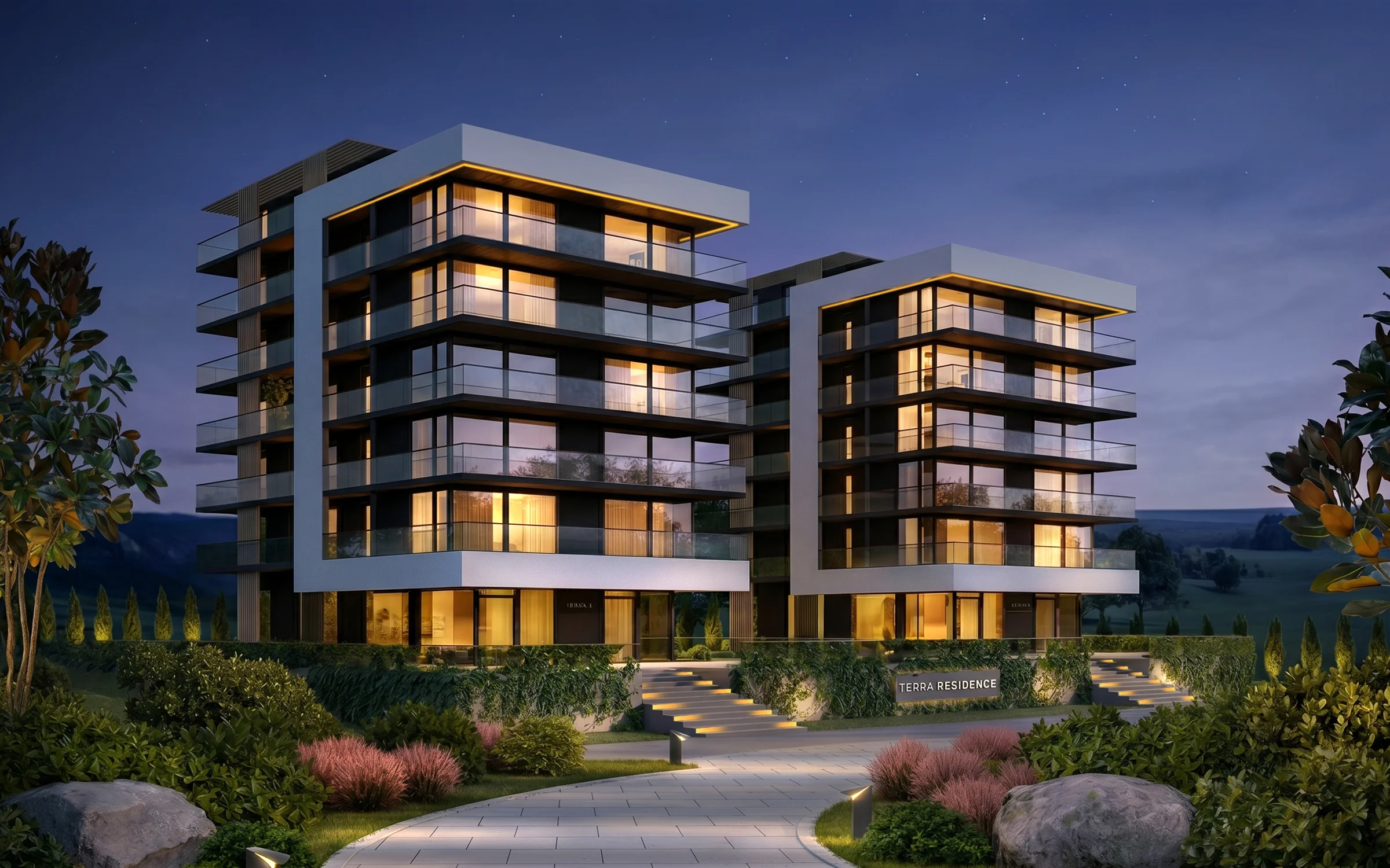Modern Residence Twin Building Architectural Complex - detail 4