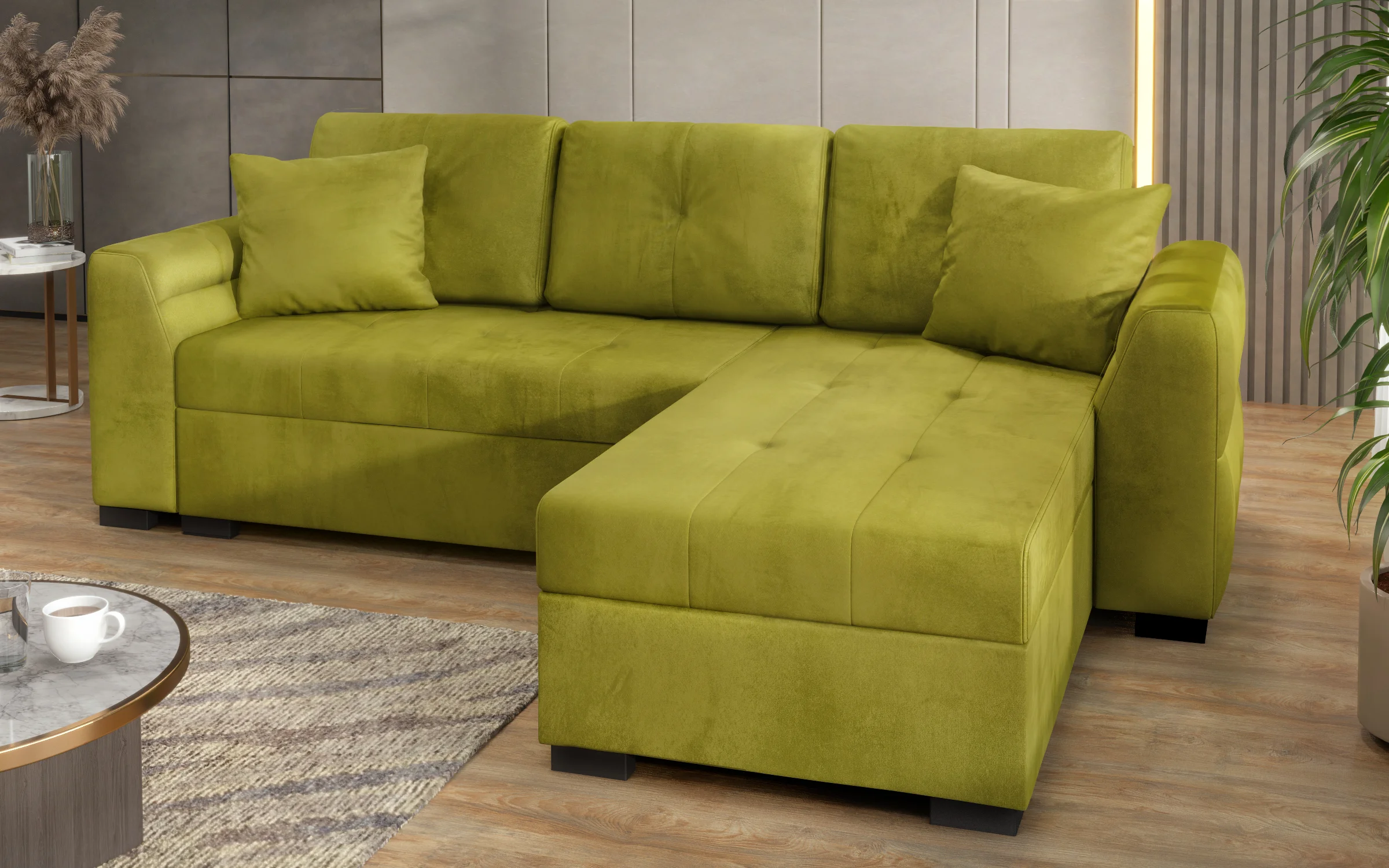 Contemporary Lime Green Sectional Sofa interior 3D visualization - detail 5