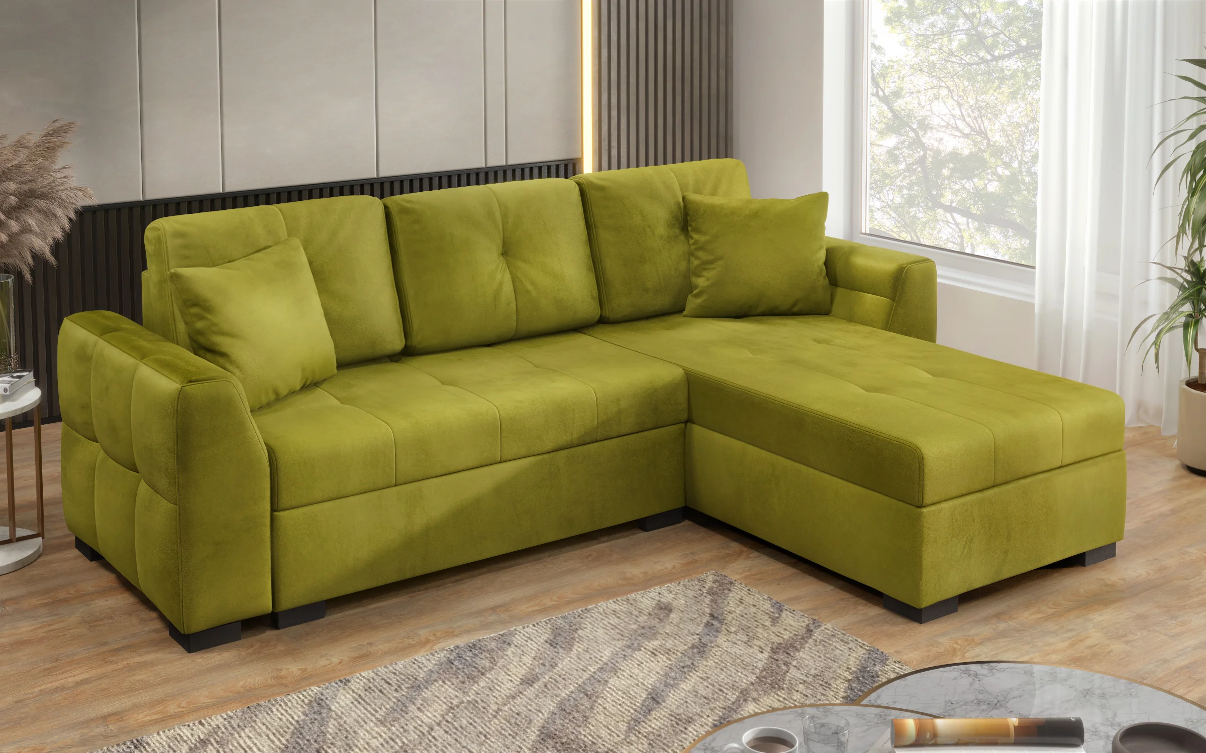 Contemporary Lime Green Sectional Sofa interior 3D visualization - detail 2